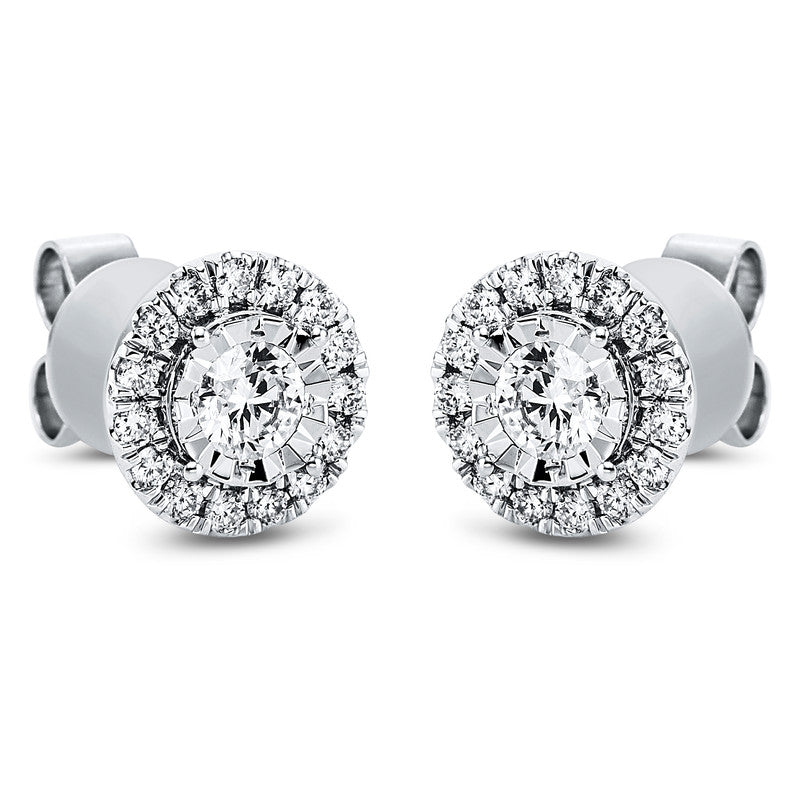 Ohrstecker 18 kt WG, 2 Brill. 0,40 ct, TW-si, 30 Brill. 0,33 ct, TW-si