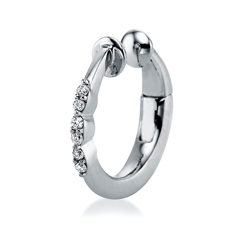 Ohrschmuck 18 kt WG, Ohrmanschette, 6 Brill. 0,04 ct, TW-si