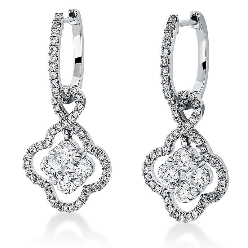 Ohrschmuck 18 kt WG, 8 Brill. 0,97 ct, TW-si, 2 Princ. 0,11 ct, TW-si, 108 Brill. 0,54 ct, TW-si