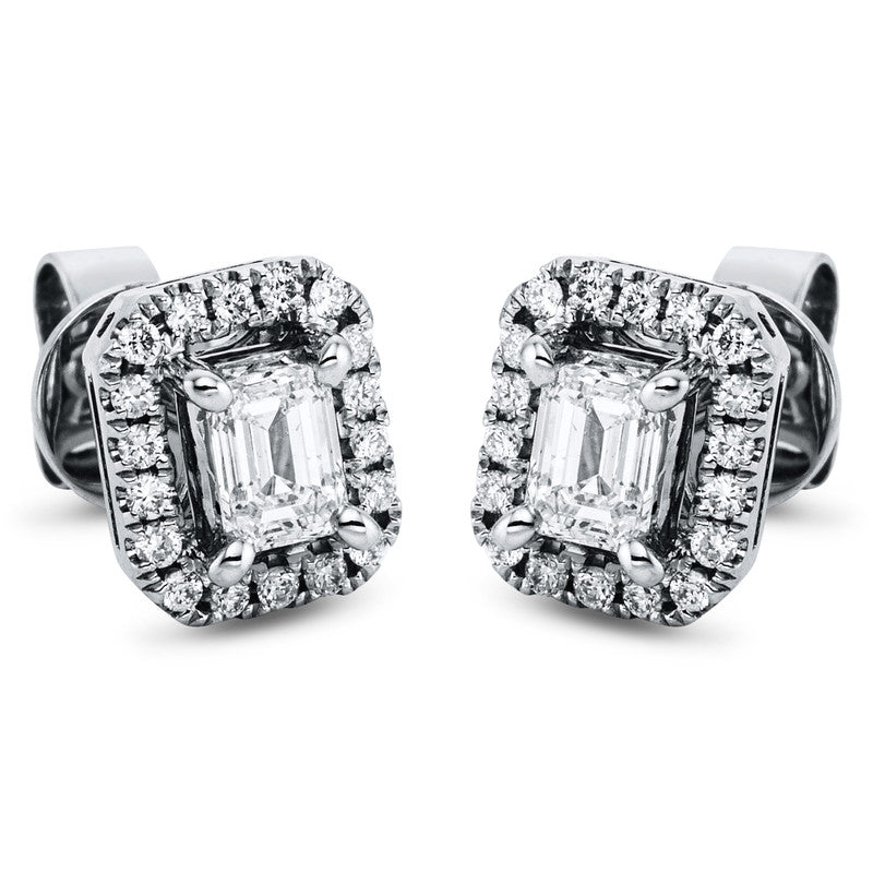 Ohrstecker 18 kt WG, 2 Sm.schliff 0,48 ct, TW-si, 36 Brill. 0,17 ct, TW-si