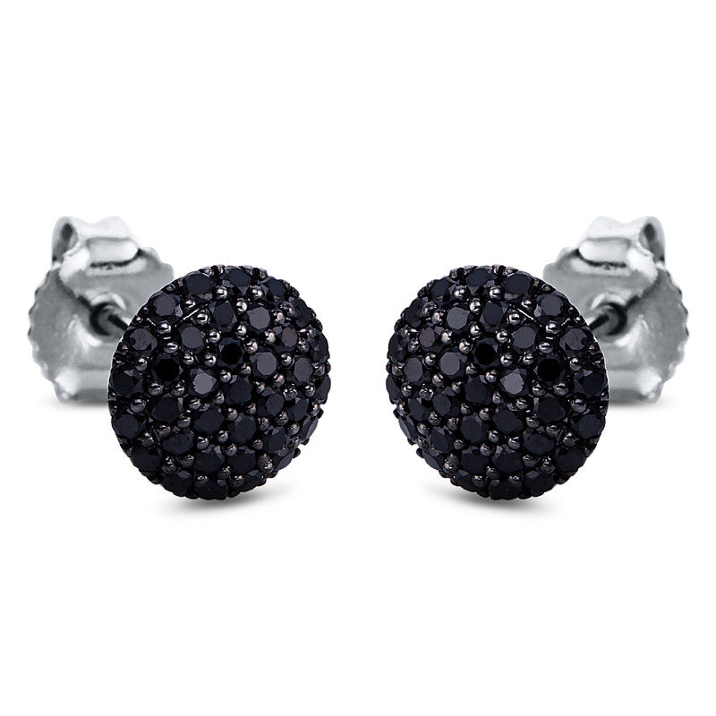 Ohrstecker 18 kt WG, Fassung schwarz rhodiniert, 70 Brill. 0,46 ct, schwarz