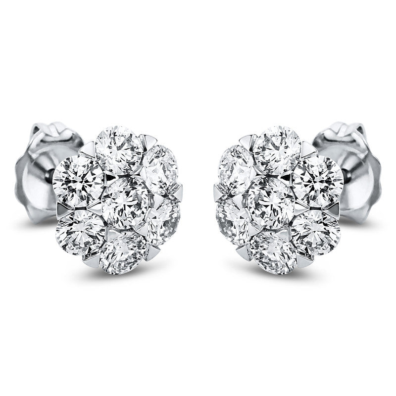 Ohrstecker 18 kt WG, 14 Brill. 1,42 ct, TW-si