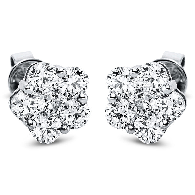 Ohrstecker 18 kt WG, 12 Brill. 2,09 ct, TW-si