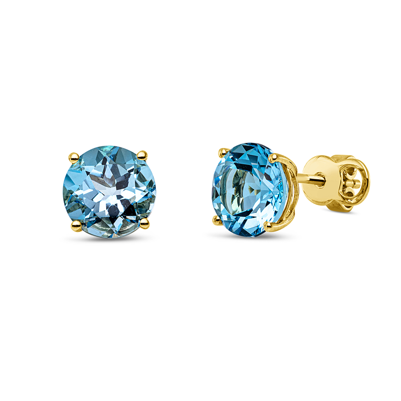 Ohrstecker 18 kt GG, Sicherheitsverschluss, 2 Blautopase 4,80 ct blau