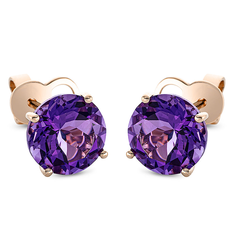 Ohrstecker 18 kt RG, Sicherheitsverschluss, 2 Amethyste 3,80 ct lila