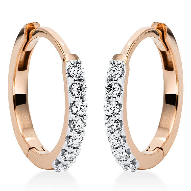 Creolen 18 kt RG+WG, 14 Brill. 0,15 ct, TW-si