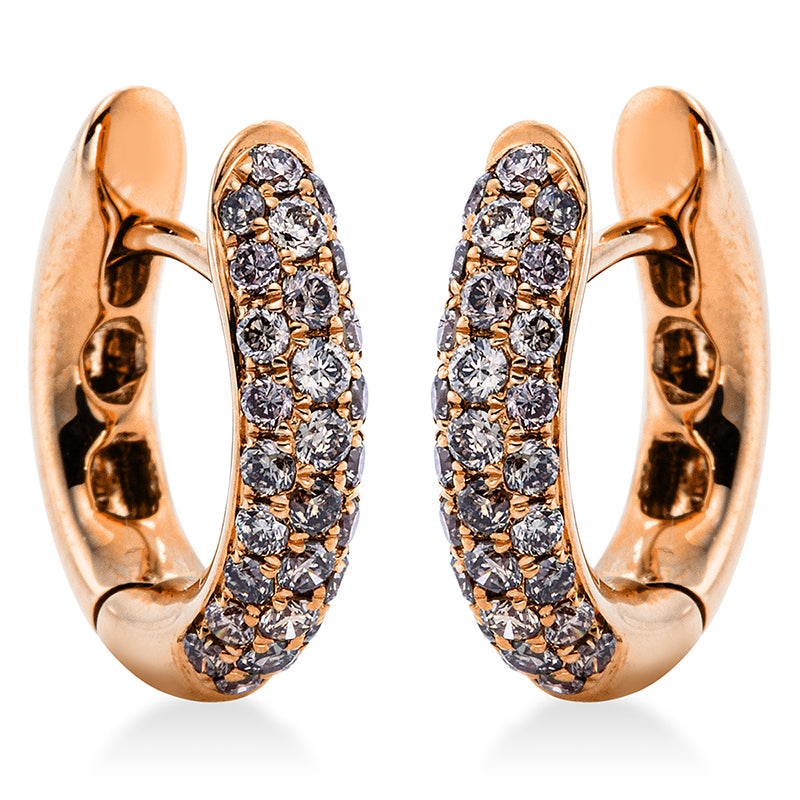 Creolen 18 kt RG, 56 Brill. 0,63 ct, braun