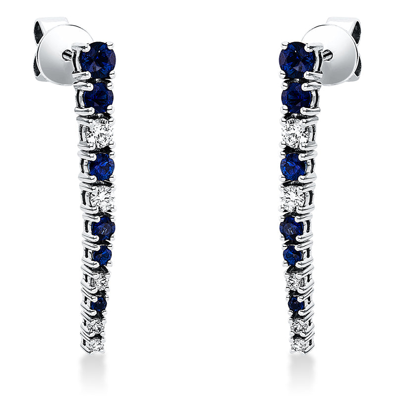 Ohrschmuck 18 kt WG, 10 Brill. 0,30 ct, TW-vsi, 12 Saphire 0,82 ct blau