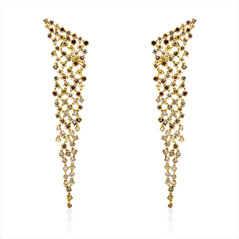 Ohrschmuck 18 kt RG+WG, 172 Brill. 12,82 ct, braun