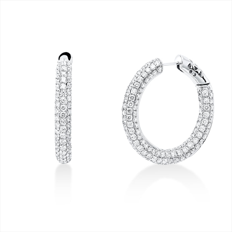 Creolen 18 kt WG, 352 Brill. 6,39 ct, TW-vsi