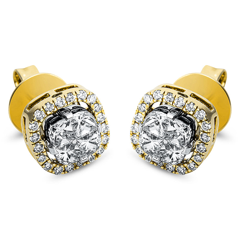 Ohrstecker 18 kt GG+WG, 8 Fant-Schl. 0,79 ct, F-vsi, 48 Brill. 0,19 ct, F-vsi