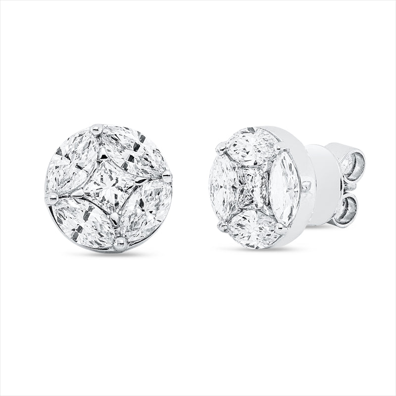 Ohrstecker 18 kt WG, 2 Princ. 0,30 ct, TW-vsi/si, 8 Nav. 1,26 ct, TW-vsi/si