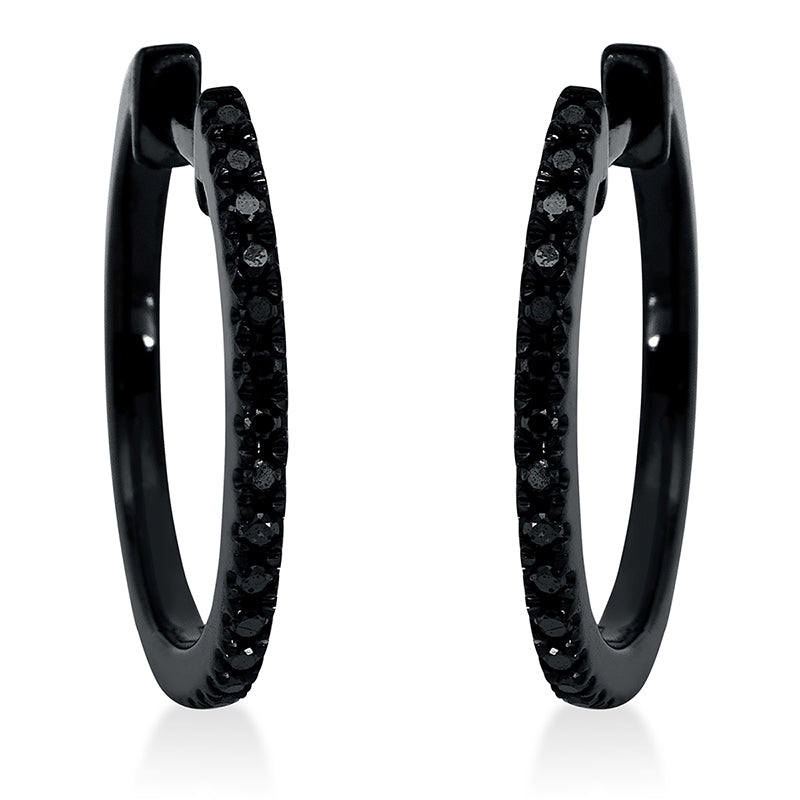 Creolen 18 kt WG, schwarz rhodiniert, 30 Brill. 0,09 ct, schwarz