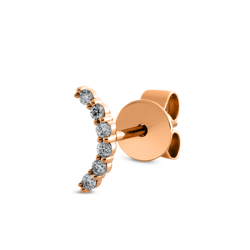 Ohrstecker 18 kt RG, Einzelstück, 6 Brill. 0,05 ct, TW-pi