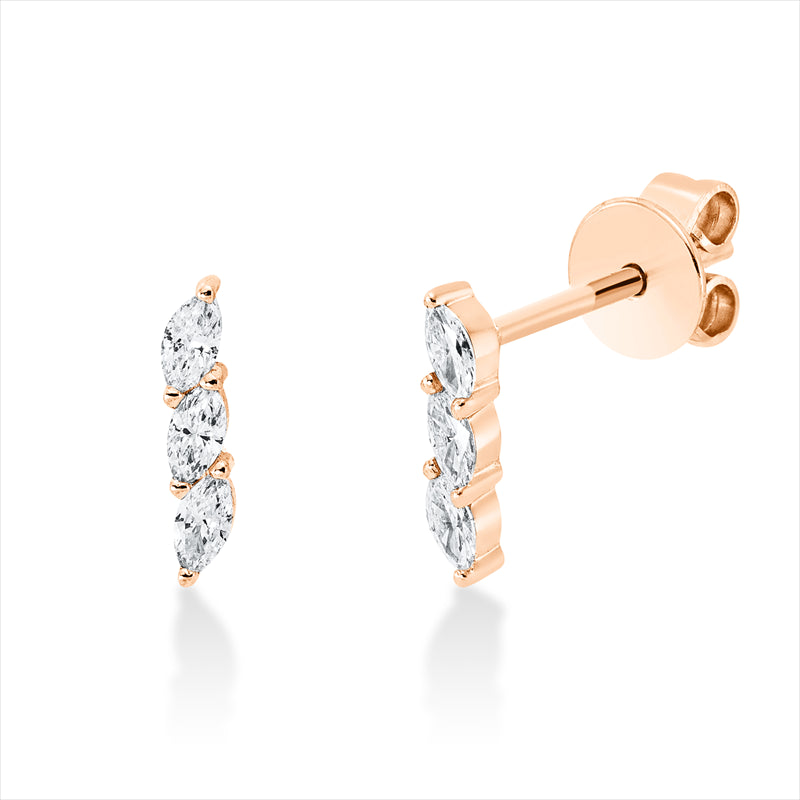 Ohrstecker 18 kt RG, 6 Nav. 0,15 ct, TW-si