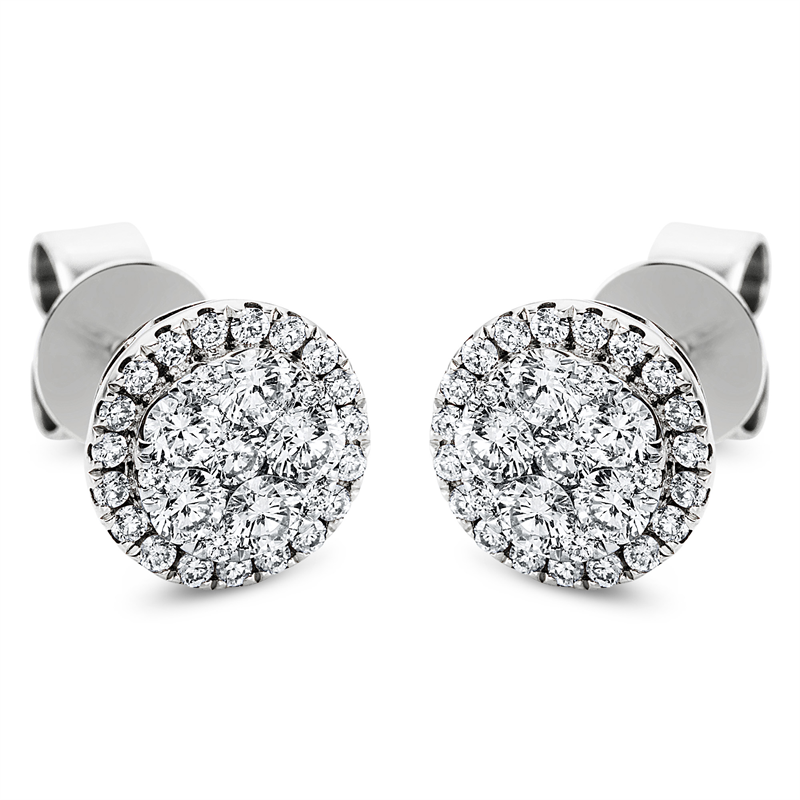 Ohrstecker 18 kt WG, 2 Brill. 0,07 ct, TW-si, 10 Brill. 0,52 ct, TW-si, 48 Brill. 0,27 ct, TW-si