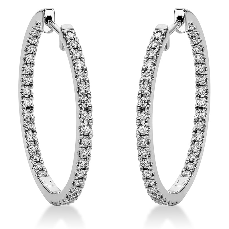 Creolen 18 kt WG, 74 Brill. 0,83 ct, TW-si