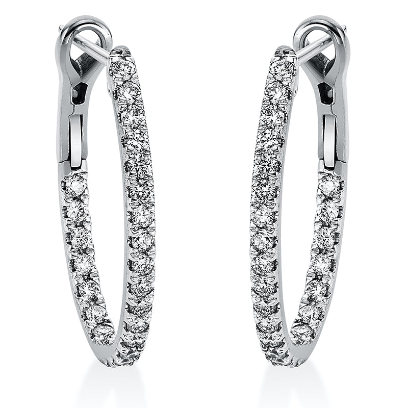 Creolen 18 kt WG, 34 Brill. 0,51 ct, TW-si, 12 Brill. 0,24 ct, TW-si