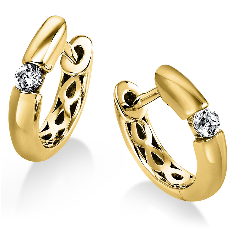 Creolen 14 kt GG, 2 Brill. 0,10 ct, TW-vsi