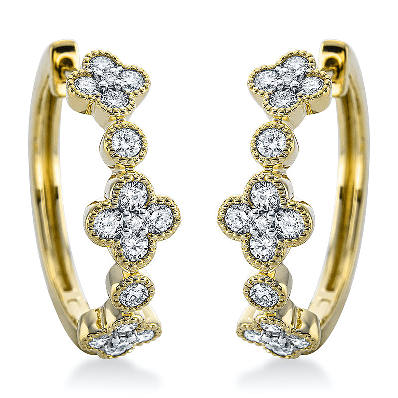 Creolen 18 kt GG, 16 Brill. 0,29 ct, TW-si, 12 Brill. 0,34 ct, TW-si, 6 Brill. 0,04 ct, TW-si