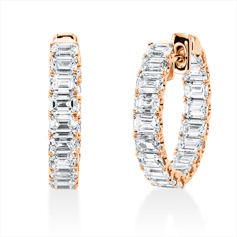 Creolen 18 kt RG, 36 Sm.schliff 5,11 ct, F-vsi