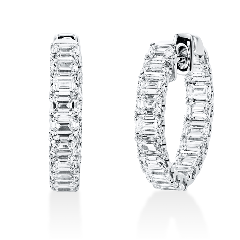 Creolen 18 kt WG, 20 Sm.schliff 2,83 ct, F-vsi, 16 Sm.schliff 2,22 ct, F-vsi