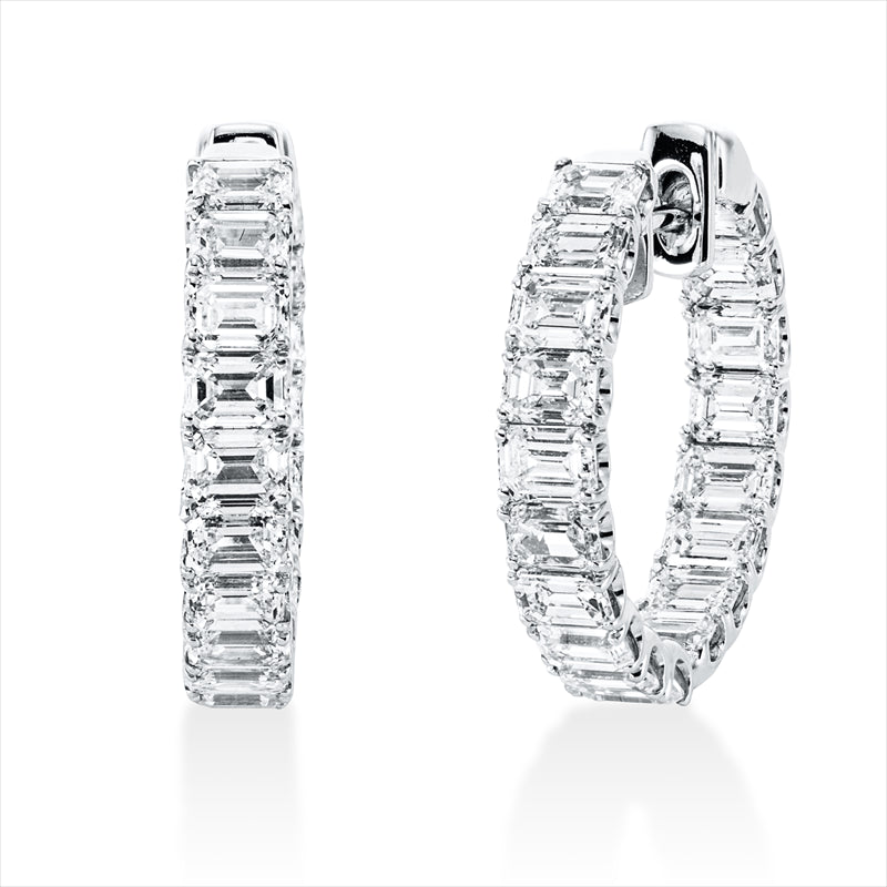 Creolen 18 kt WG, 36 Sm.schliff 5,24 ct, D/ F-vsi