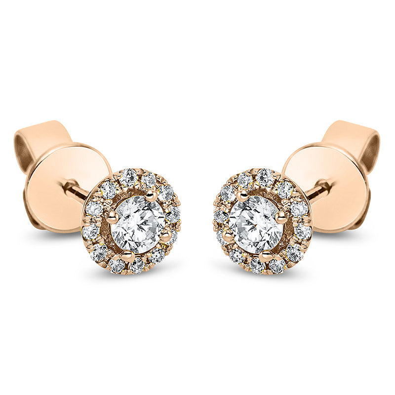 Ohrstecker 18 kt RG, 2 Brill. 0,20 ct, TW-si, 24 Brill. 0,09 ct, TW-si