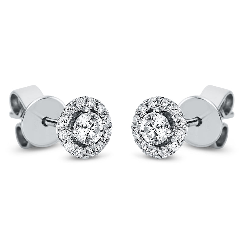 Ohrstecker 18 kt WG, 2 Brill. 0,20 ct, TW-si, 24 Brill. 0,09 ct, TW-si