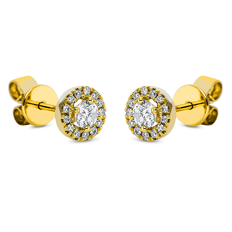 Ohrstecker 18 kt GG, 2 Brill. 0,28 ct, TW-si, 26 Brill. 0,10 ct, TW-si