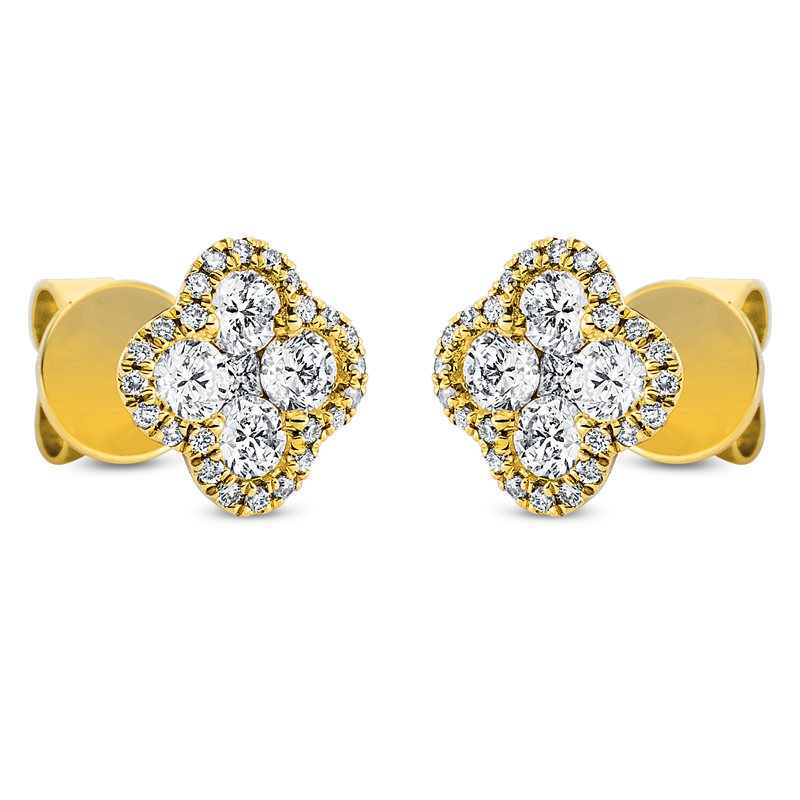 Ohrstecker 18 kt GG, 2 Princ. 0,04 ct, W-si, 48 Brill. 0,10 ct, W-si, 8 Brill. 0,46 ct, W-si,,