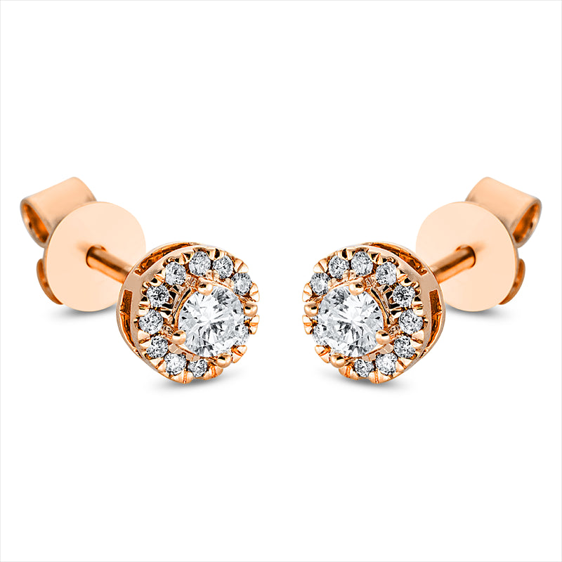 Ohrstecker 18 kt RG, 2 Brill. 0,20 ct, TW-si, 24 Brill. 0,09 ct, TW-si
