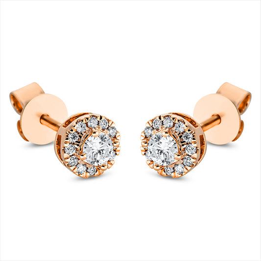 Ohrstecker 18 kt RG, 2 Brill. 0,19 ct, TW-si, 24 Brill. 0,09 ct, TW-si