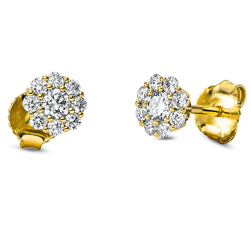 Ohrstecker 18 kt GG, 18 Brill. 0,43 ct, TW-vsi