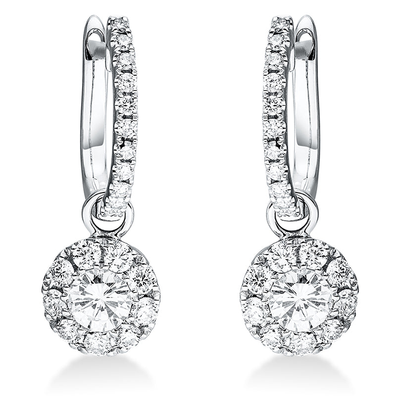 Ohrschmuck 18 kt WG, 2 Brill. 0,52 ct, TW-si, 40 Brill. 0,66 ct, TW-si