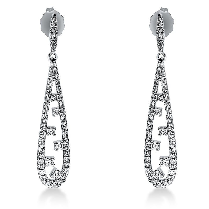 Ohrschmuck 18 kt WG, 118 Brill. 0,75 ct, TW-si