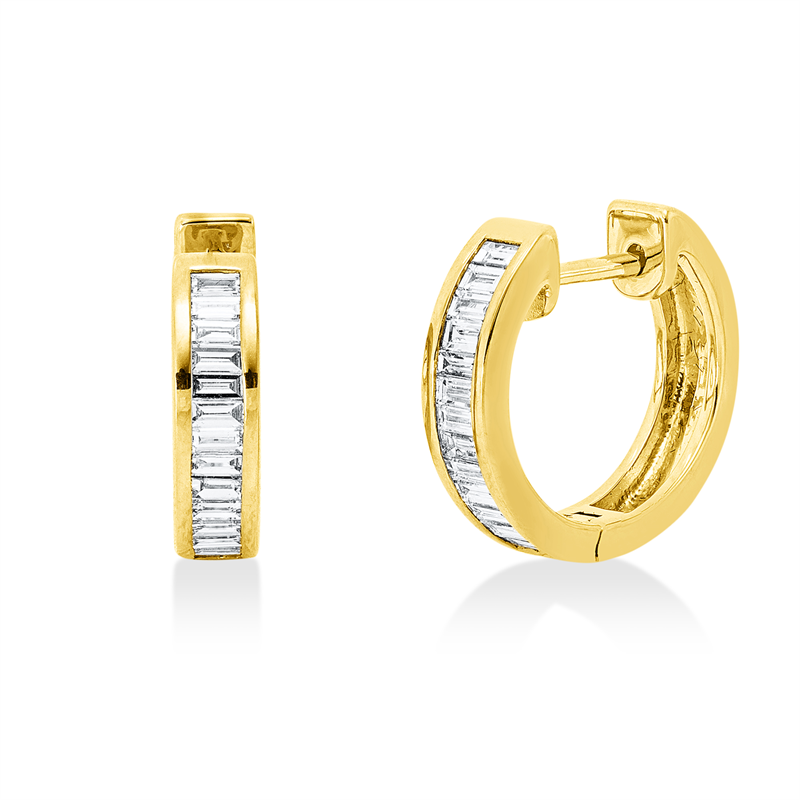 Creolen 18 kt GG, 27 Bag. 0,51 ct, TW-si
