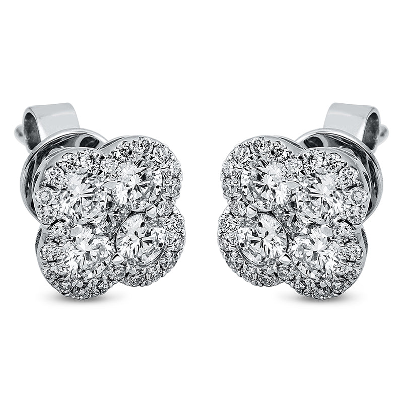 Ohrstecker 18 kt WG, 8 Brill. 0,64 ct, TW-vsi/si, 2 Princ. 0,08 ct, TW-vsi/si, 48 Brill. 0,18 ct, TW-vsi/si