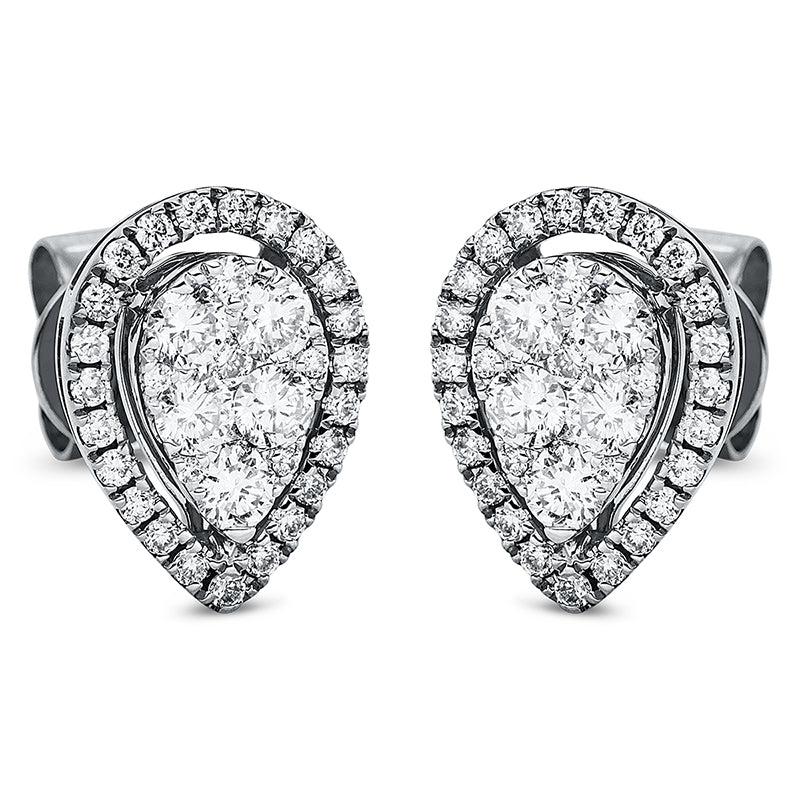 Ohrstecker 18 kt WG, 4 Brill. 0,04 ct, TW-si, 10 Brill. 0,57 ct, TW-si, 56 Brill. 0,32 ct, TW-si