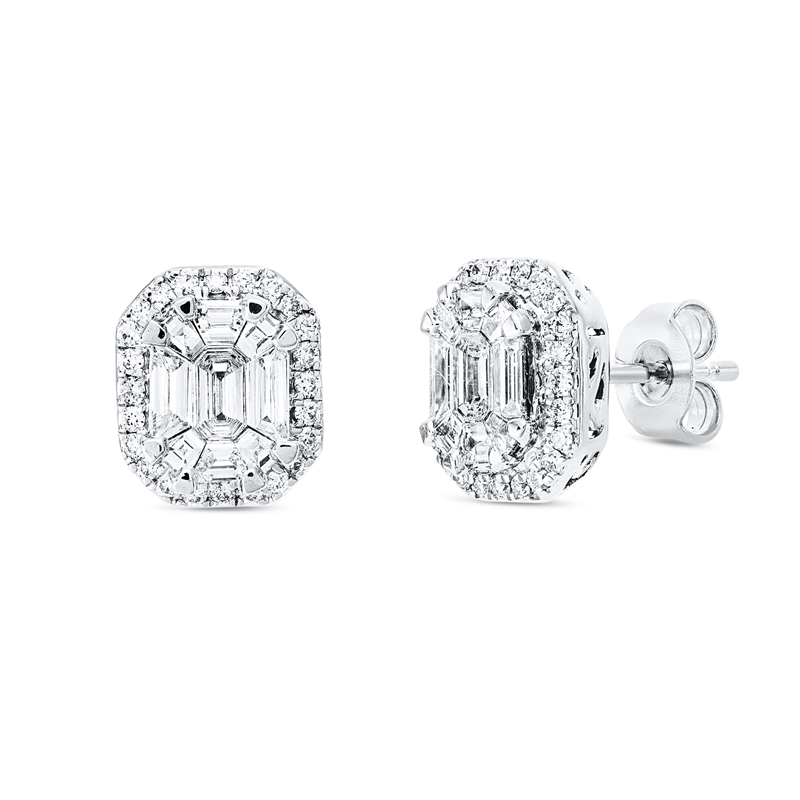 Ohrstecker 18 kt WG, 48 Brill. 0,22 ct, TW-si, 18 Fant-Schl. 0,80 ct, TW-si