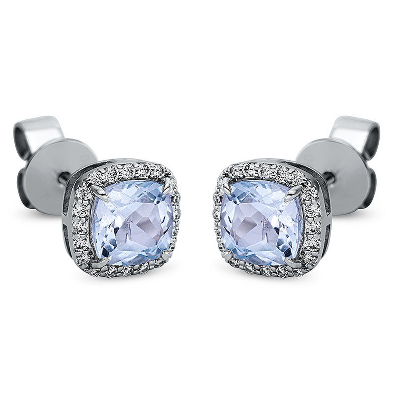 Ohrstecker 18 kt WG, 40 Brill. 0,11 ct, TW-si, 2 Topase 1,49 ct sky blue