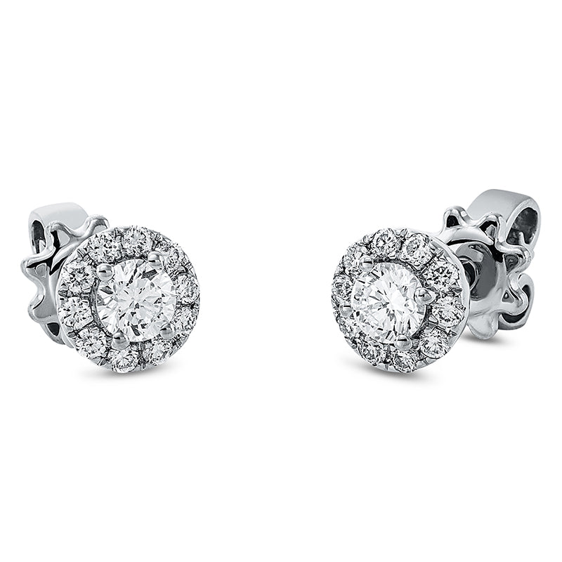 Ohrstecker 18 kt WG, 2 Brill. 0,22 ct, TW-si, 20 Brill. 0,14 ct, TW-si