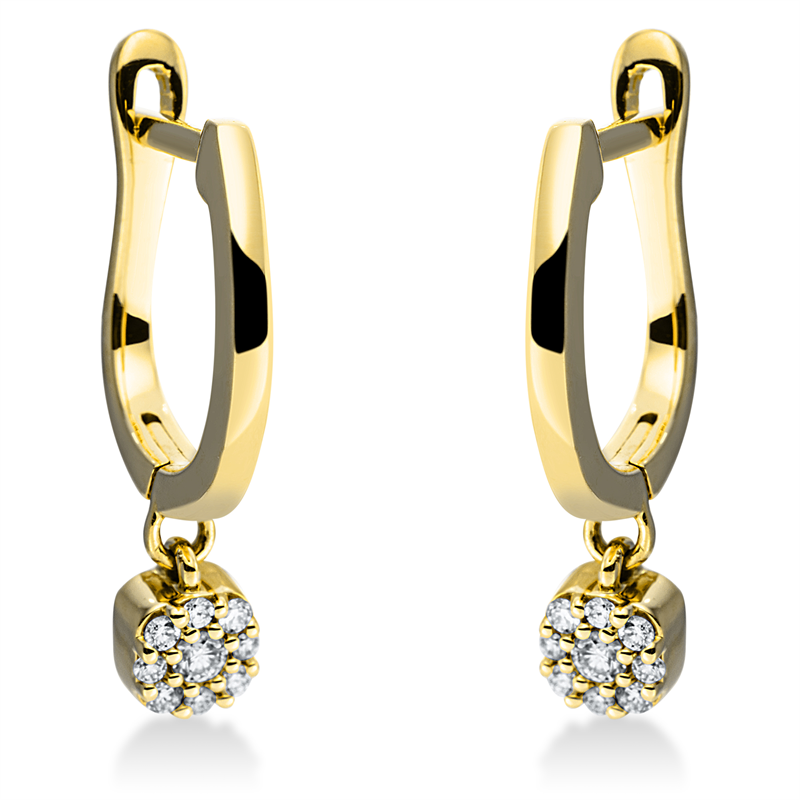 Ohrschmuck 18 kt GG, 2 Brill. 0,04 ct, TW-si, 16 Brill. 0,07 ct, TW-si