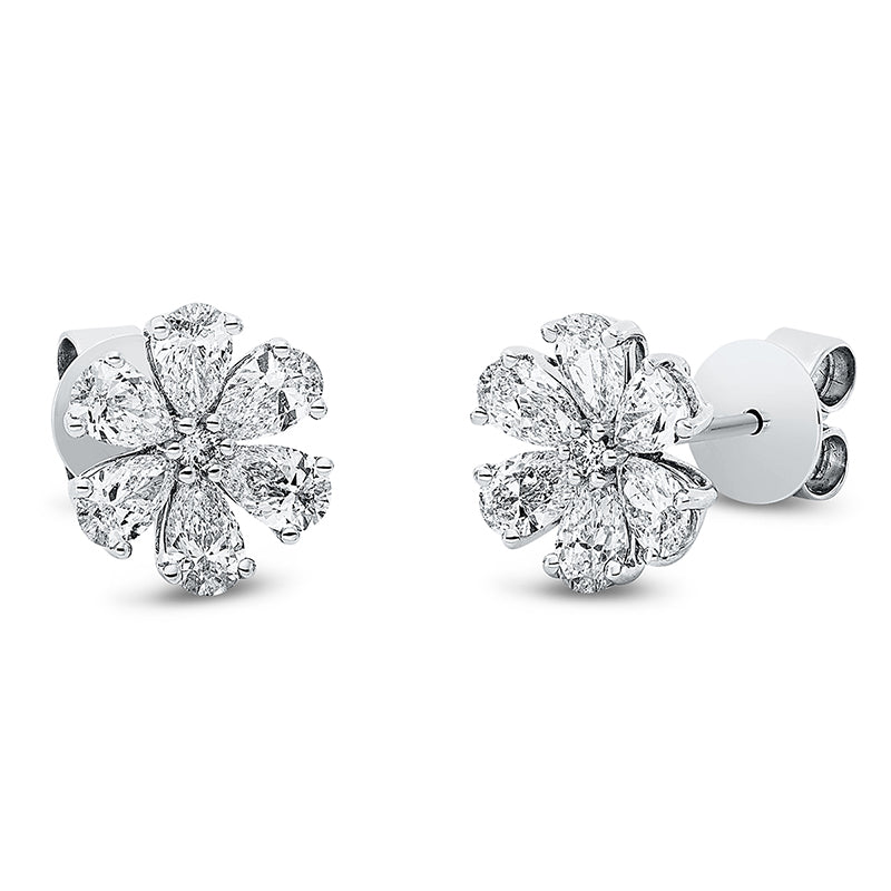 Ohrstecker 18 kt WG, 12 Tropfen 2,06 ct, TW-vsi, 2 Brill. 0,04 ct, TW-vsi