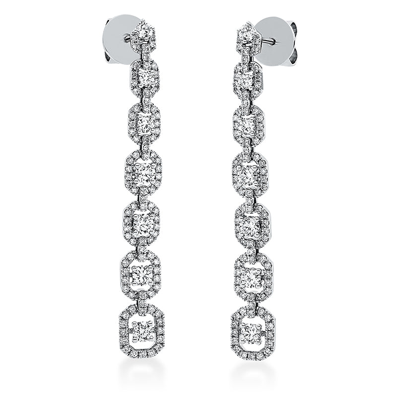 Ohrschmuck 18 kt WG, 8 Brill. 0,70 ct, TW-si, 188 Brill. 1,03 ct, TW-si