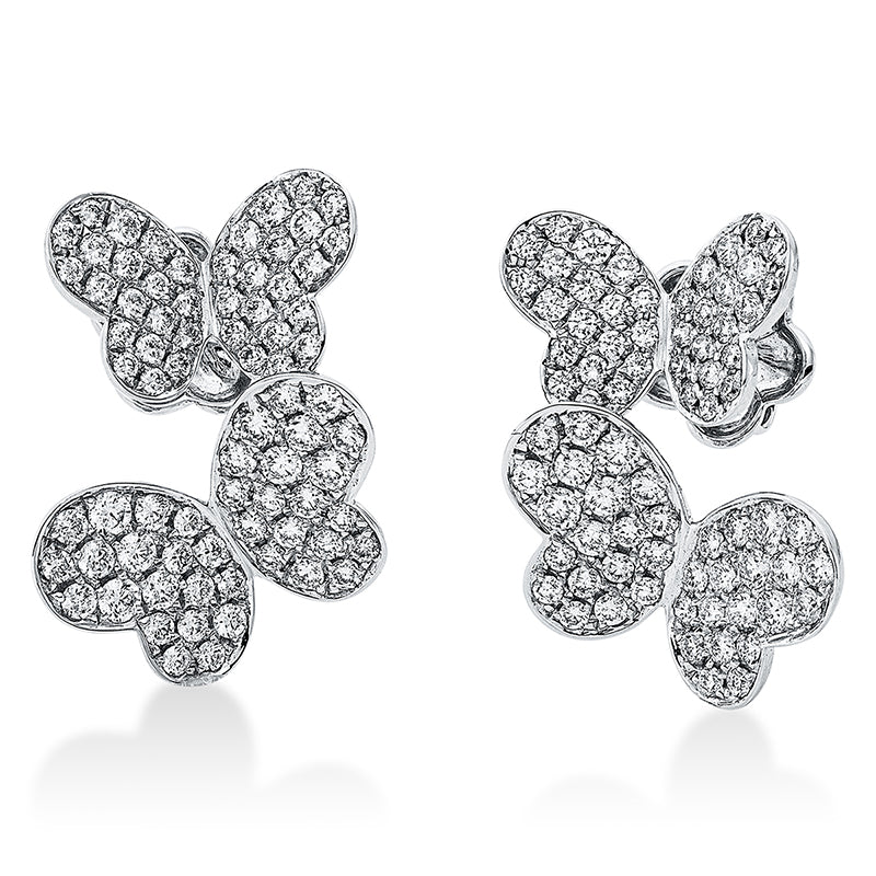 Ohrstecker 18 kt WG, 152 Brill. 1,36 ct, TW-si