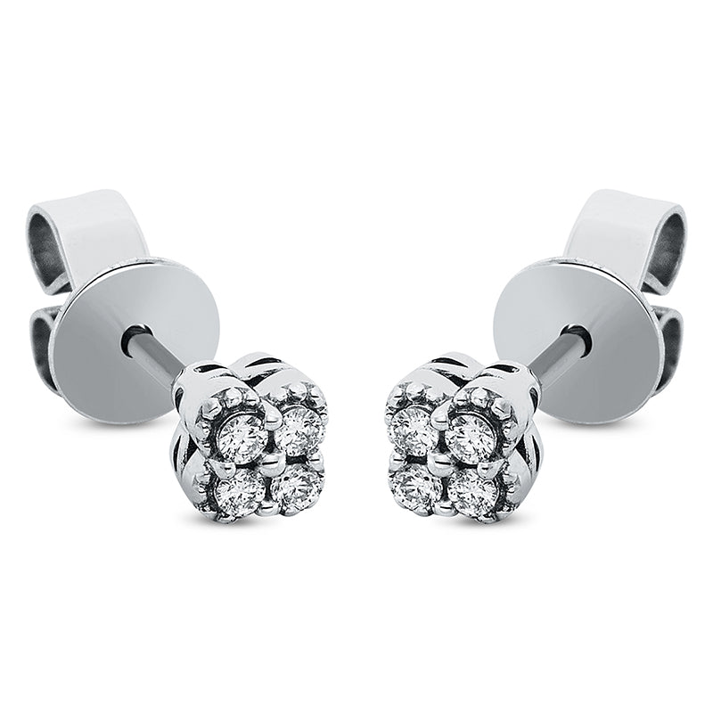 Ohrstecker 18 kt WG, 8 Brill. 0,09 ct, TW-pi