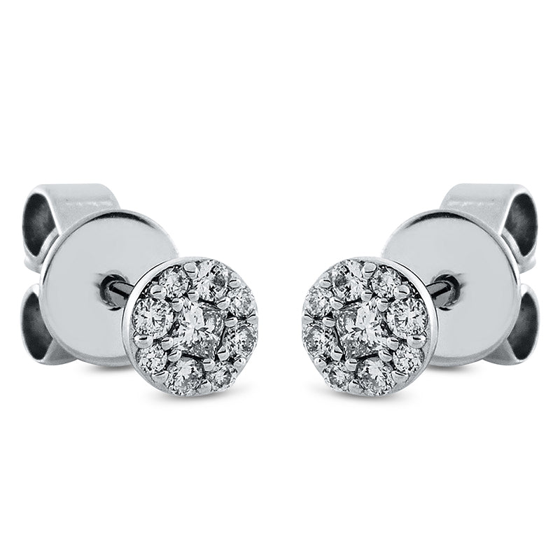 Ohrstecker 18 kt WG, 8 Brill. 0,07 ct, TW-pi, 2 Princ. 0,07 ct, TW-si, 8 Brill. 0,03 ct, TW-pi