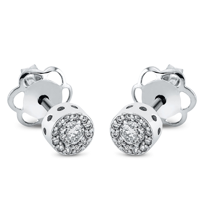 Ohrstecker 18 kt WG, 2 Brill. 0,16 ct, TW-si, 24 Brill. 0,06 ct, TW-si