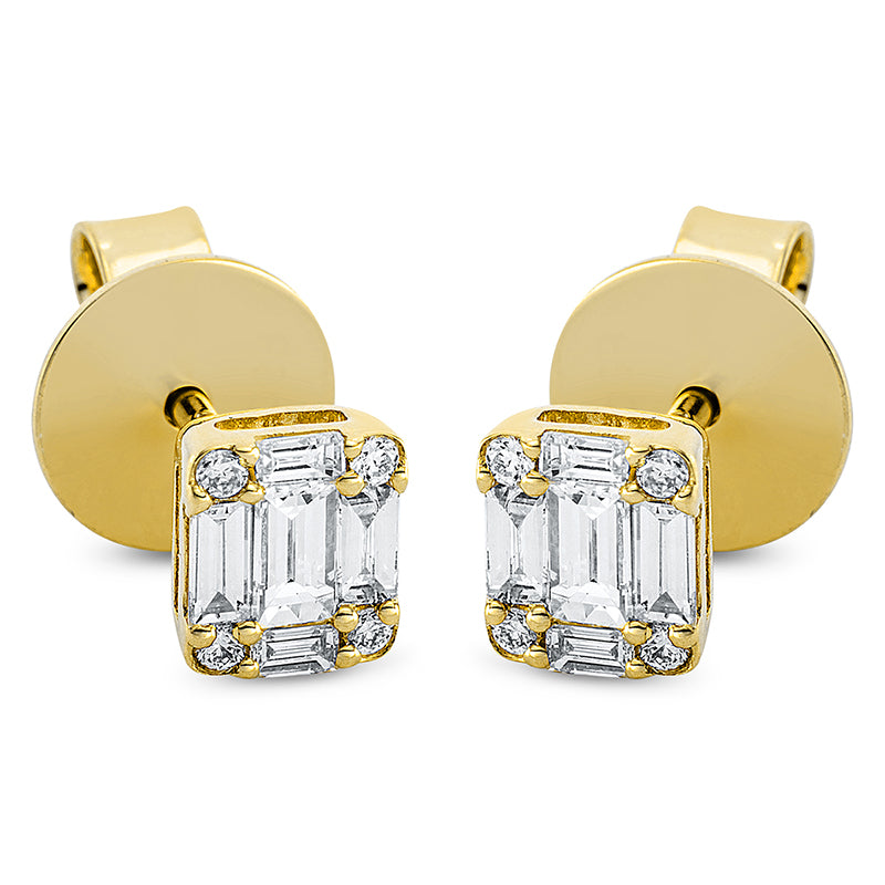 Ohrstecker 18 kt GG, 10 Bag. 0,36 ct, TW-si, 8 Brill. 0,05 ct, TW-si